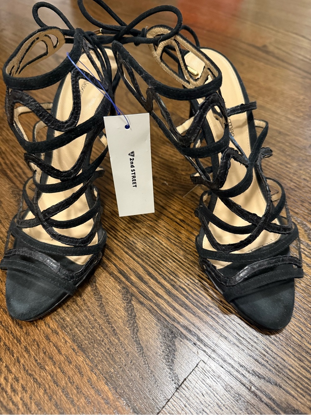 Alexandre Birman Black Suede and skin/leather Strappy Heels